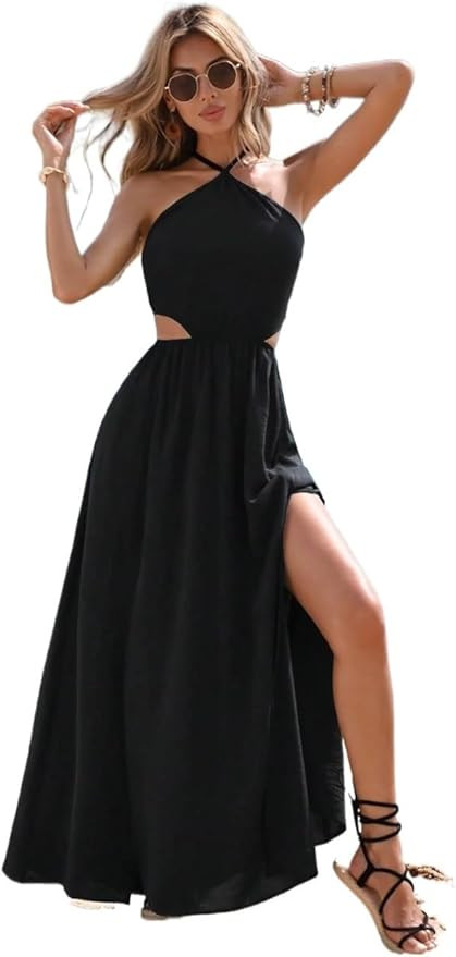 Women's Black Sleeveless Cami Maxi Long Dress Women Dresses Summer Dress Maxi Dress | Amazon (US)