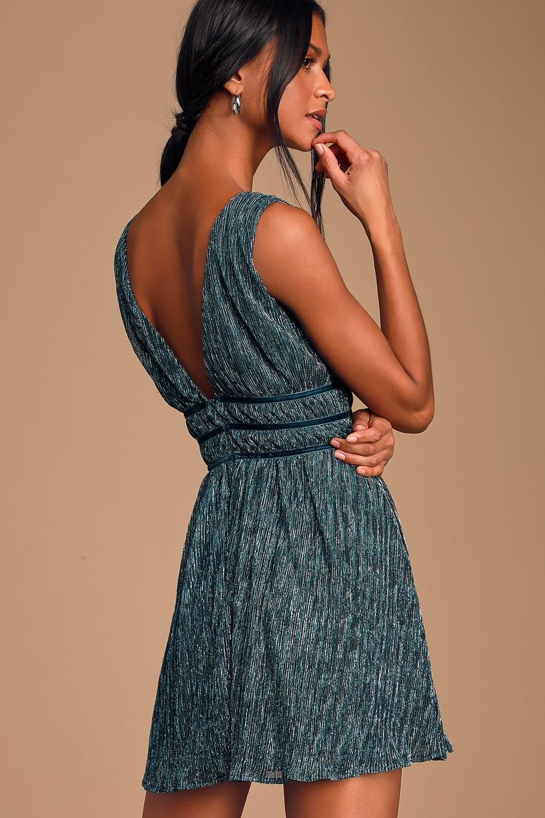 Smokeshow Teal Metallic Mini Dress | Lulus (US)