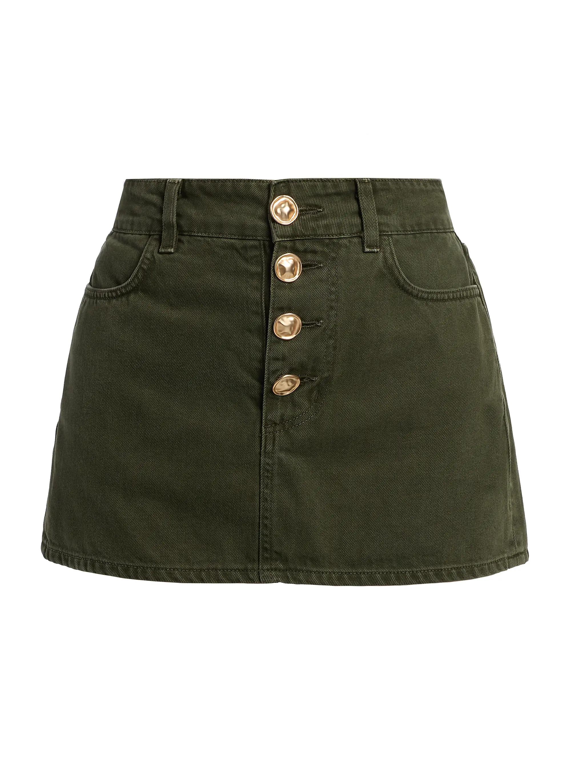 Solene Button-Fly Denim Miniskirt | Saks Fifth Avenue