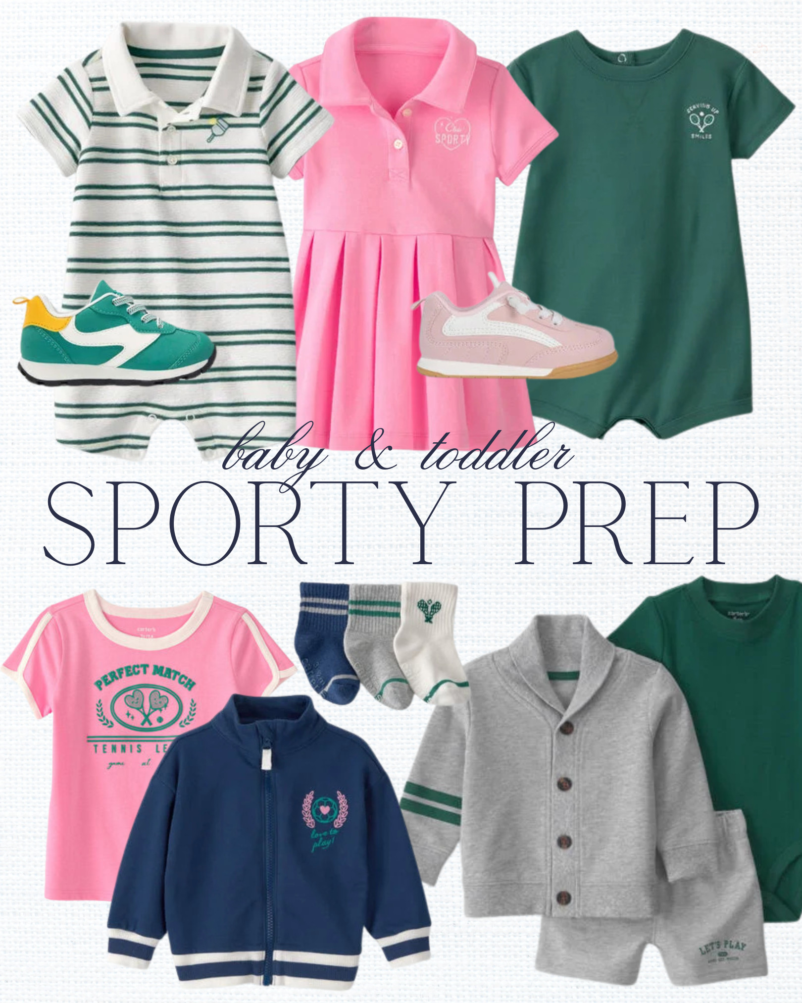 Sporty prep, but make it tiny 🎾💚 The cutest baby & toddler outfits for your little country club cuties—perfect for playdates, park days, and matching sibling moments. 

baby sporty outfits, toddler sporty outfits, sporty prep kids style, preppy baby clothes, preppy toddler outfits, tennis core kids, golf core baby outfits, country club kids style, baby athleisure, toddler athleisure outfits, baby summer outfits, toddler summer outfits, matching sibling outfits, coordinated kids outfits, classic kids fashion, timeless baby clothes, elevated basics kids, comfortable kids clothes, soft cotton baby outfits, breathable toddler outfits, everyday kids essentials, baby polo dress, toddler polo dress, baby rompers, toddler rompers, graphic kids tees, tennis graphic tee kids, baby sneakers outfit, toddler sneakers outfit, neutral kids wardrobe, capsule wardrobe kids, mix and match kids outfits, casual cute kids outfits, playdate outfit ideas, park day outfits kids, family photo outfits kids, sporty chic kids, affordable kids clothes, target kids finds, amazon kids finds, gap kids style, carters baby clothes, trendy kids outfits 2026, aesthetic kids outfits, green and pink outfits, classic color palette kids, unisex baby clothes, boy toddler outfits, girl toddler outfits, baby girl sporty outfits, toddler boy sporty outfits, ltk kids finds, ltk baby finds, everyday outfit inspiration kids 

 #LTKActive #LTKBaby #LTKKids