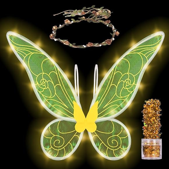 Funcredible Gold Fairy Wings Set with Crown and Glitter - Perfect for Girls Women Kids - Hallowee... | Amazon (US)