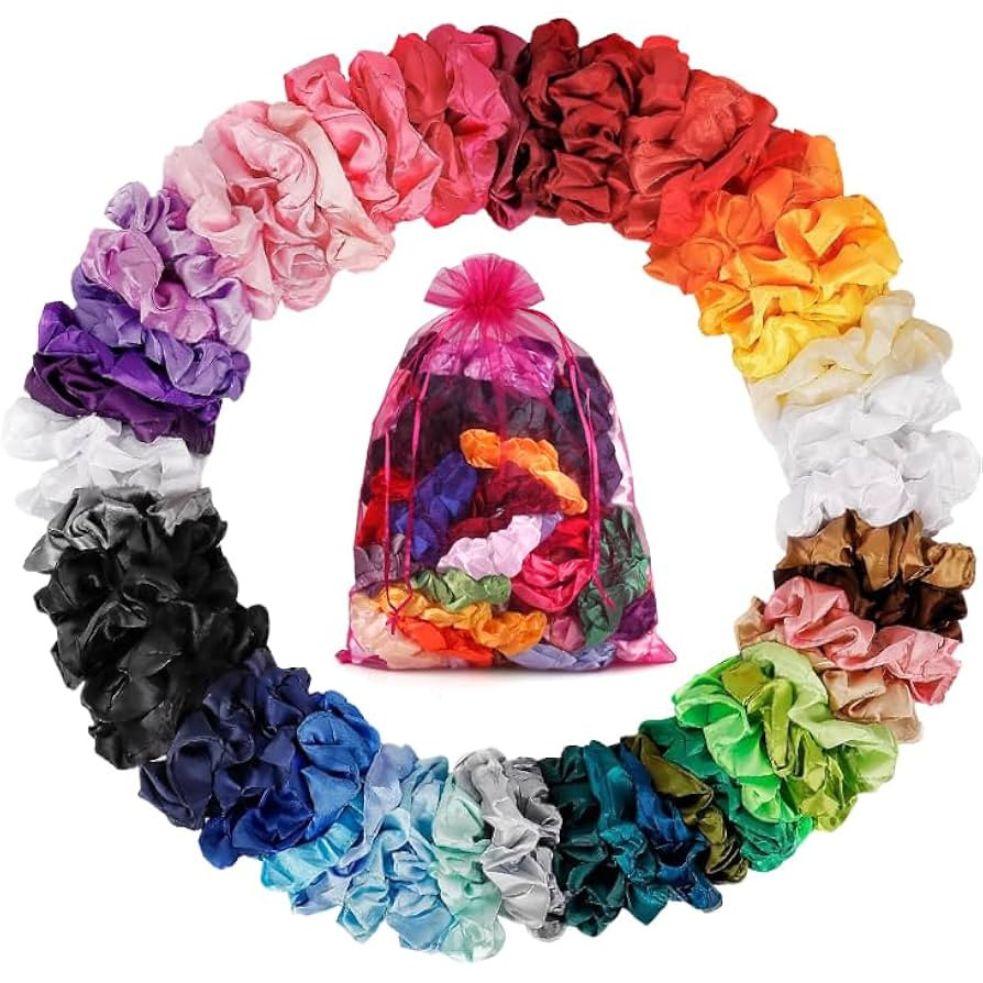 Satin Scrunchies for Women & Girls - 60 Pack Silk Scrunchies for Curly Hair | Amazon (US)