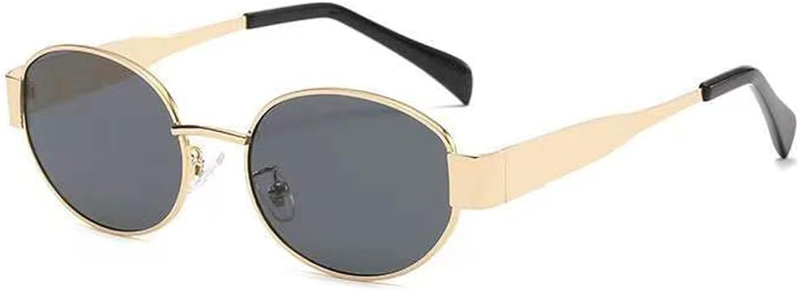 Zueauns Sonnenbrille Damen Herren Retro Sonnenbrillen Unisex Oval Brillen Trendy Sportbrille Meta... | Amazon (DE)