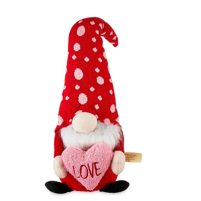 Way to Celebrate! Valentine's Day Plush Gnome Decor, Red | Walmart (US)