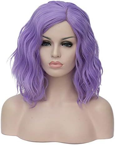 Mildiso Purple Wigs for Women Short Curly Wavy Bob Wig Lavender Hair Wig with Wig Caps Cute Color... | Amazon (US)