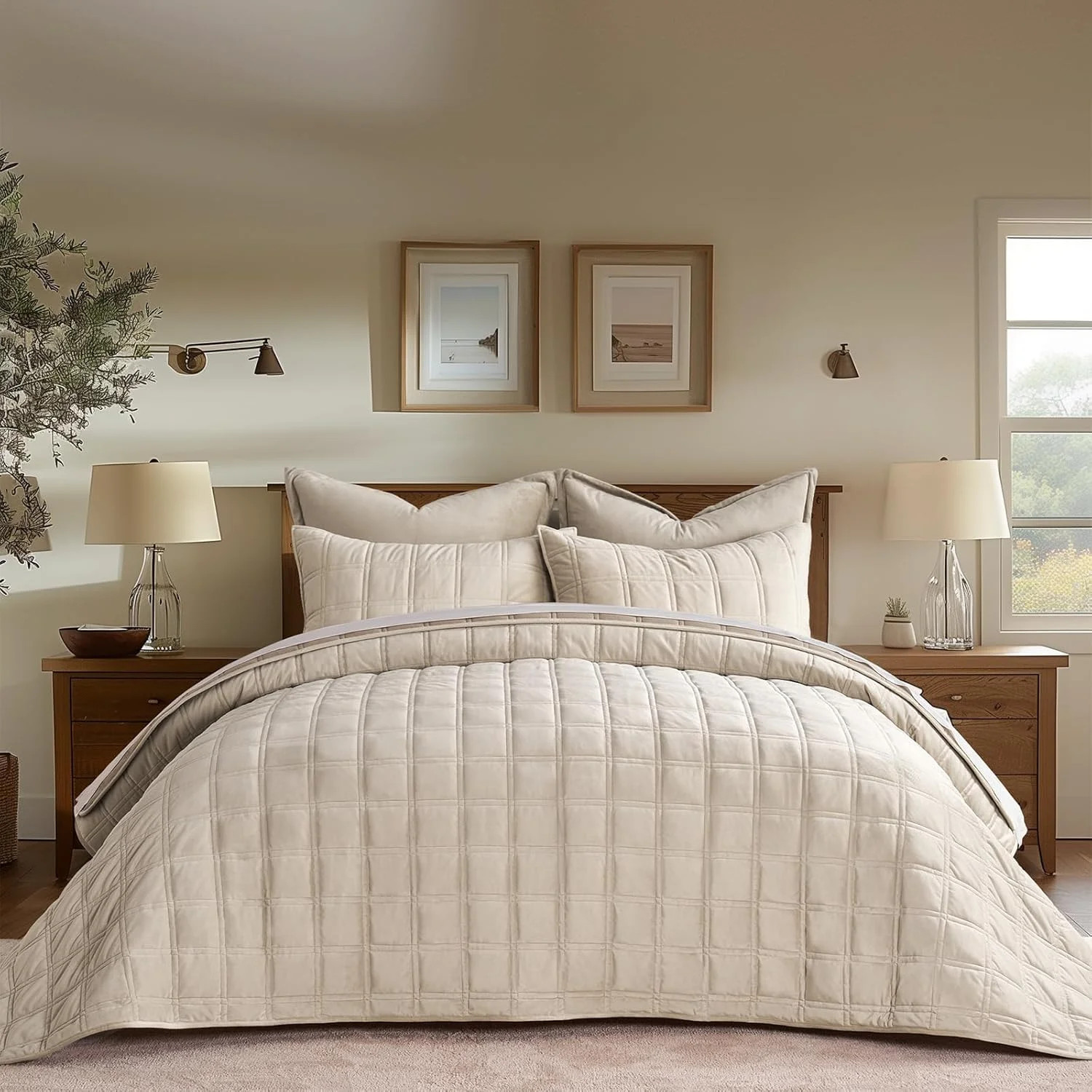 EVERGRACE 3 Pieces Luxurious Velvet Quilt Queen Size, Ultra Soft Bedspread Coverlet Set, Double B... | Walmart (US)
