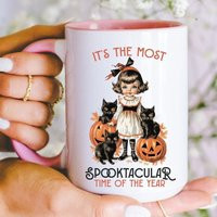 Halloween Coffee Mug, Cute Pumpkin & Cat Retro Autumn, Pastel Halloween, For Or Tea Lovers, Gift For Lovers | Etsy (US)