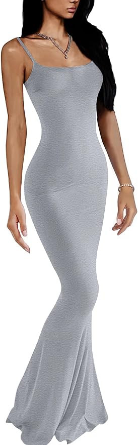VIUTIL Women's Maxi Bodycon Dress Sexy Spaghetti Strap Sleeveless Tight Slip Long Dresses 2023 | Amazon (US)