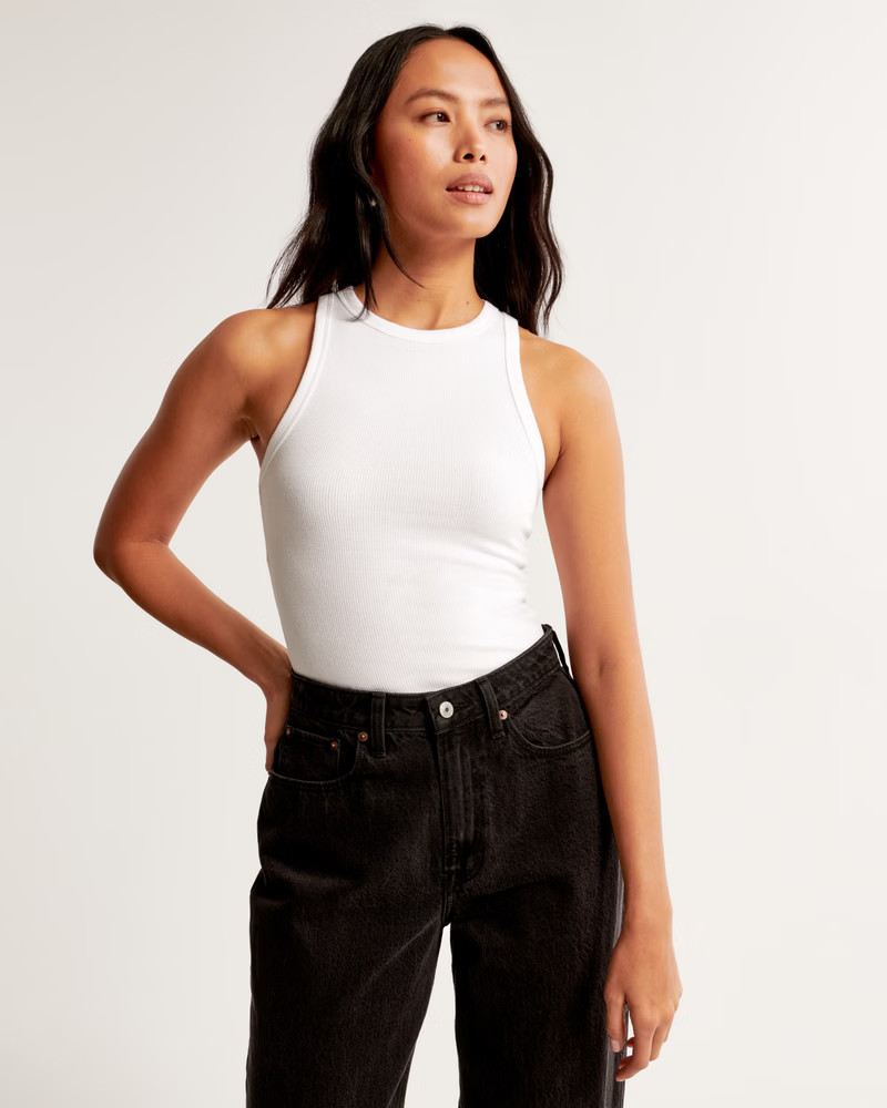 Essential Tuckable High-Neck Rib Tank | Abercrombie & Fitch (US)