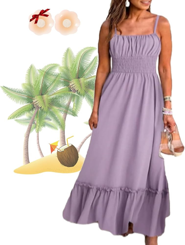 Floriesta - Floral Cami Maxi Dress, Summer Womens Beach Strap Sleeveless Floral Spaghetti Strap L... | Amazon (US)