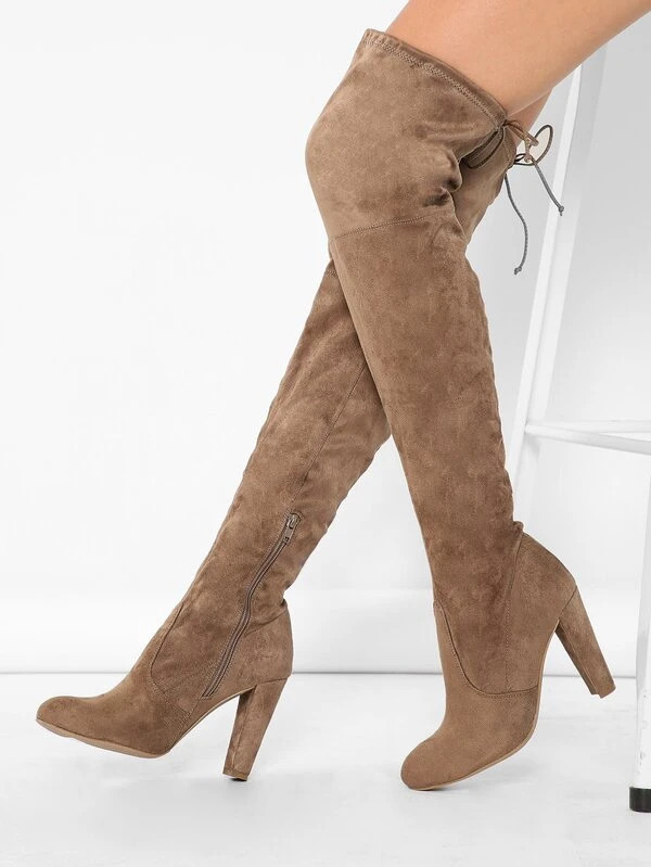 Almond Toe High Heel Thigh High Boots | SHEIN