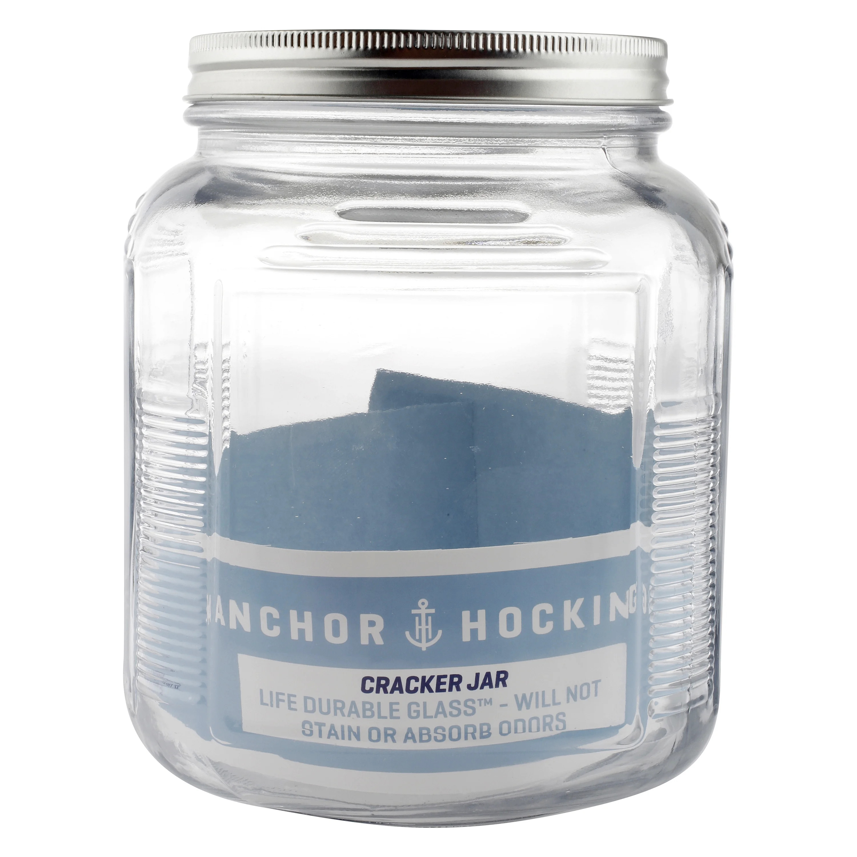Anchor Hocking Glass 2 Quart Cracker Jar with Brushed Aluminum Lid - Walmart.com | Walmart (US)
