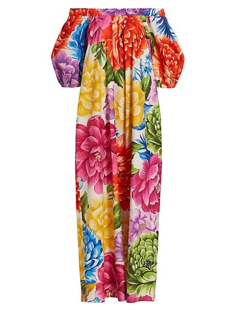 Rainbow Chita Off-The-Shoulder Puff-Sleeve Maxi Dress | Saks Fifth Avenue