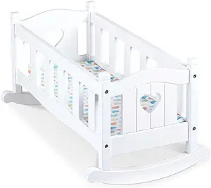 Melissa & Doug Mine to Love Wooden Play Cradle for Dolls, Stuffed Animals - White | Amazon (US)