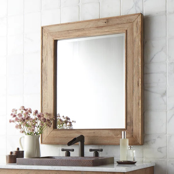 Vintner's Rustic Beveled Oak Bathroom Mirror | Wayfair North America