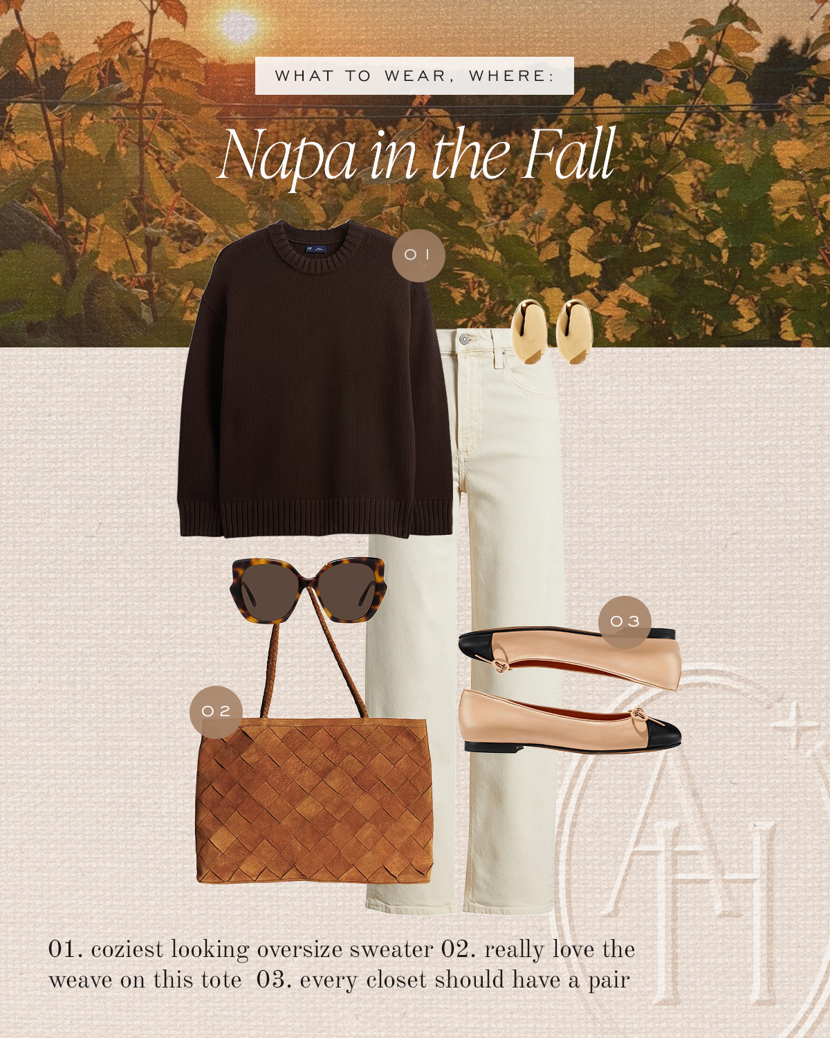 Coziest fall outfit with an oversized cotton sweater, cap toe flats, high waist ecru jeans and chic accessories.  

 #LTKootd #LTKSeasonal