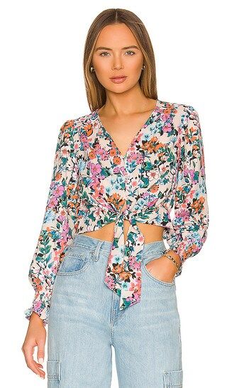 Tie Front Button Up Top in Garden Floral | Revolve Clothing (Global)