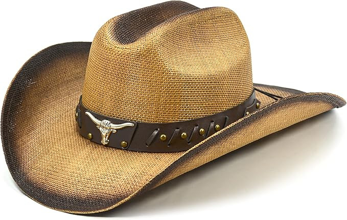 Cowboy Hat for Women and Men - Straw Cattleman Crease Western Hats with Upgrade 4 inches Shapeabl... | Amazon (US)