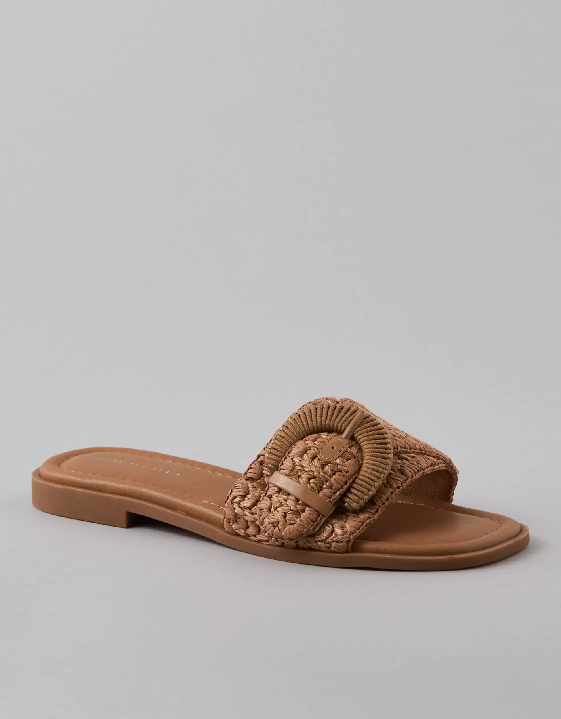 AE Raffia Buckle Slide Sandal | American Eagle Outfitters (US & CA)