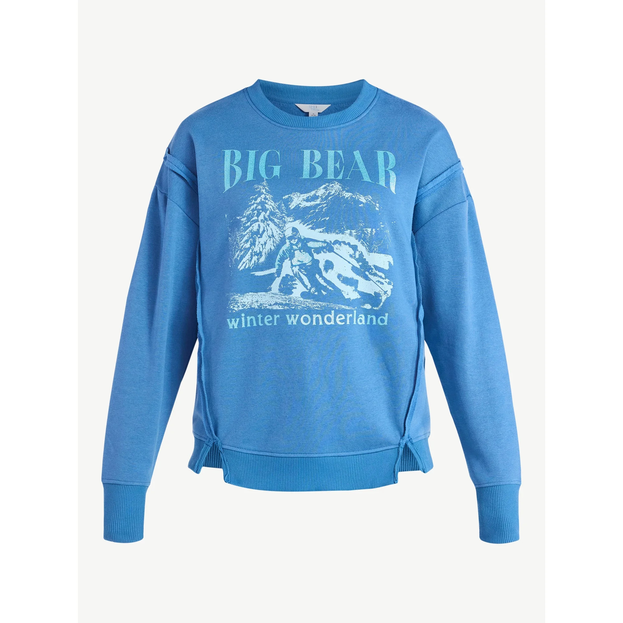 Time and Tru Women's Big Bear Ski Arch Graphic Sweatshirt with Long Sleeves, Sizes XS-XXXL | Walmart (US)