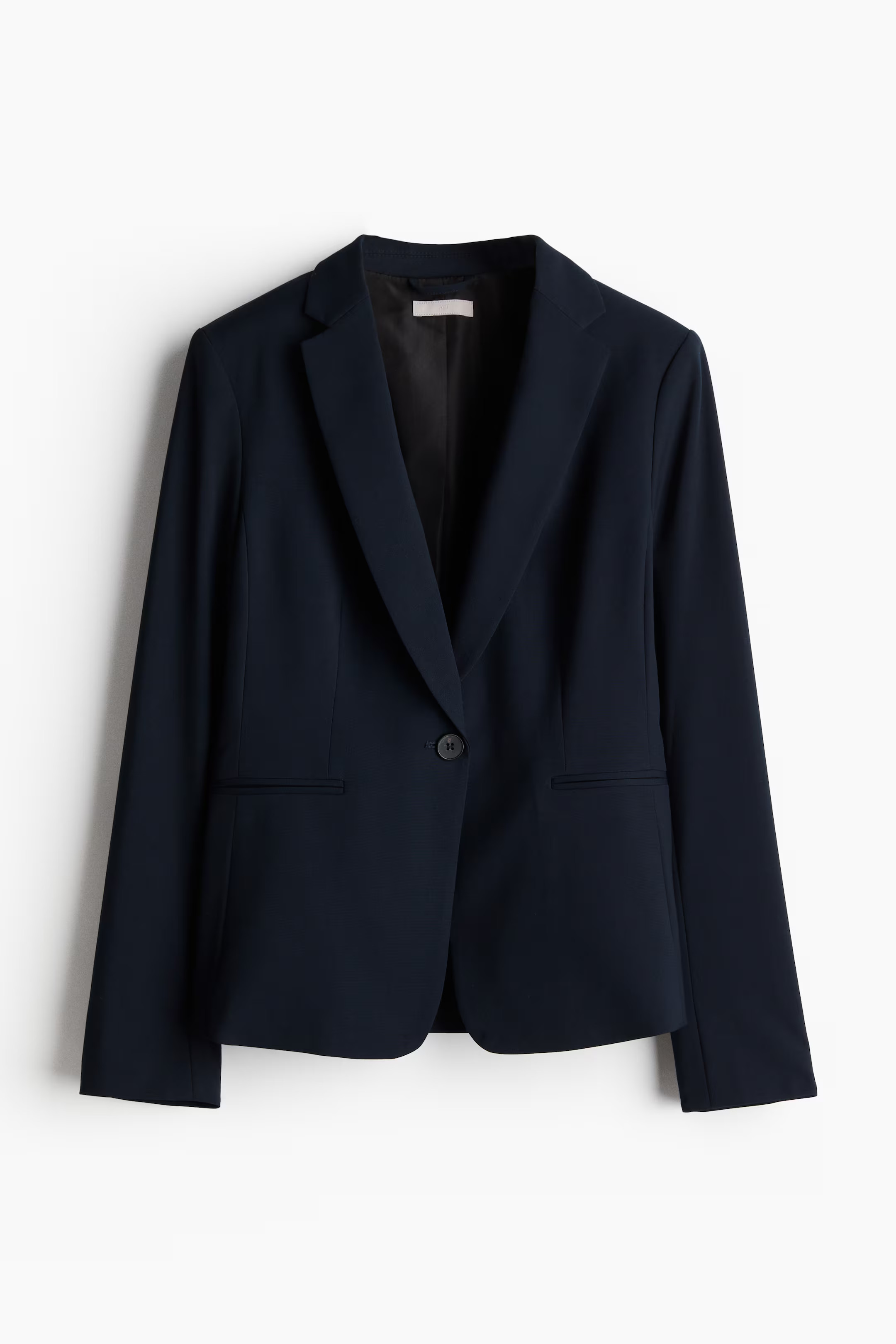 Fitted Blazer - Long sleeve - Regular length - Navy blue - Ladies | H&M US | H&M (US + CA)