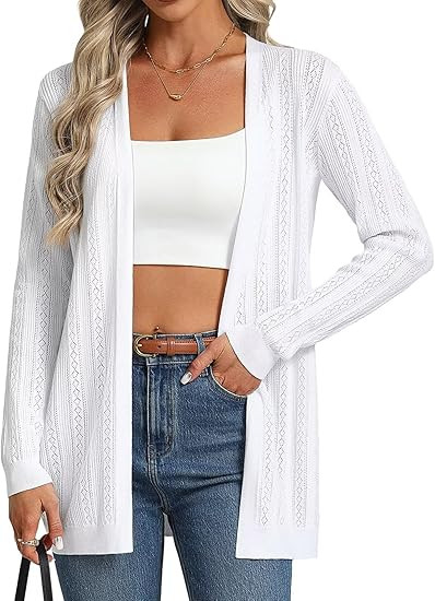 GRACE KARIN Long Cardigans for Women Lightweight, Open Front Cardigan Trendy 2026, Crochet Casual... | Amazon (US)