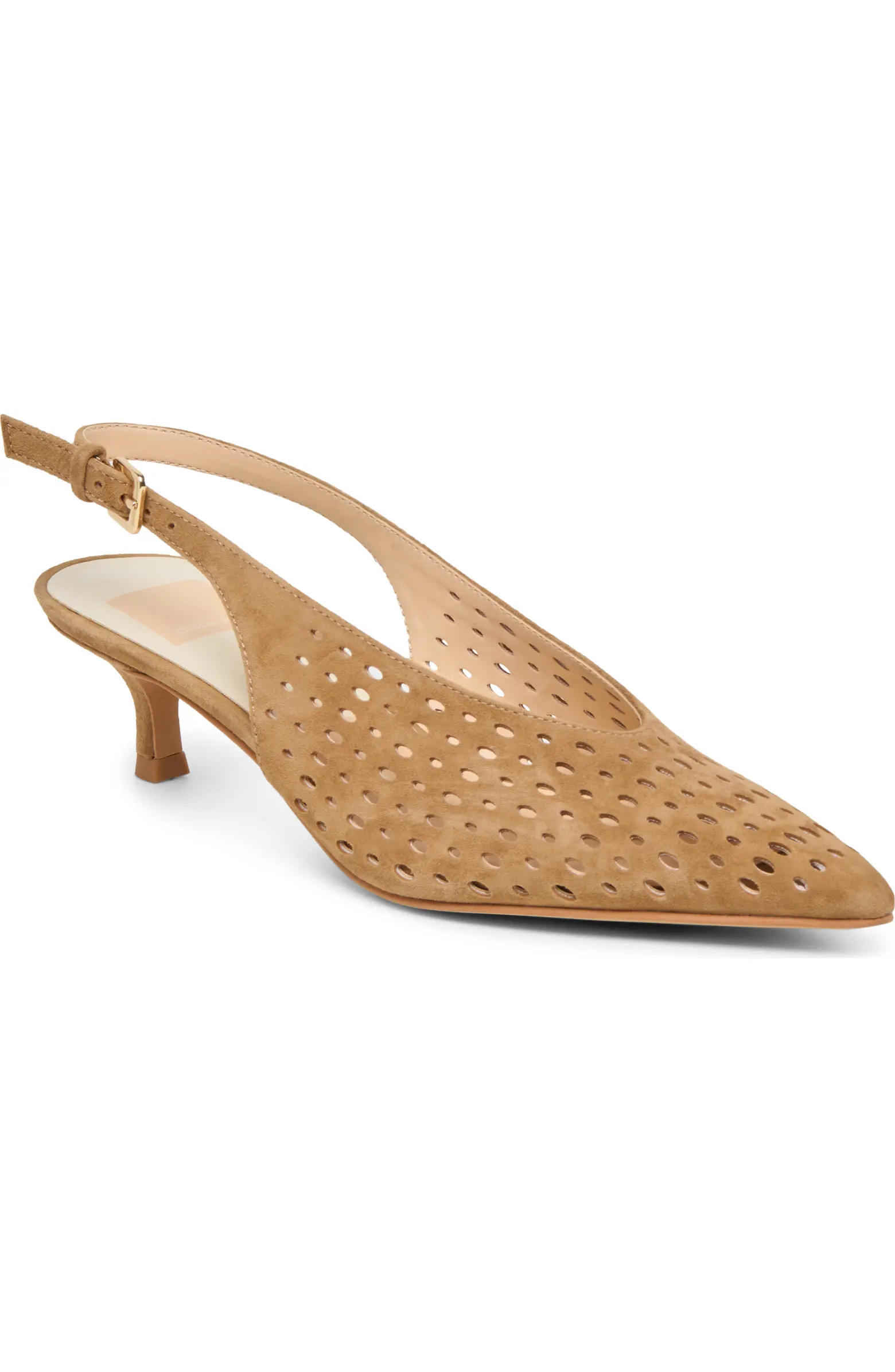 Alenna Perf Slingback Pointed Toe Kitten Heel Pump (Women) | Nordstrom