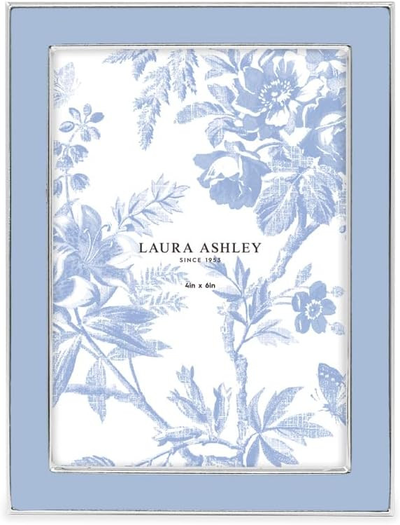 Laura Ashley 4x6 Cashmere Blue Enamel Picture Frame, Silver Metal Edge with Easel, for Countertop... | Amazon (US)