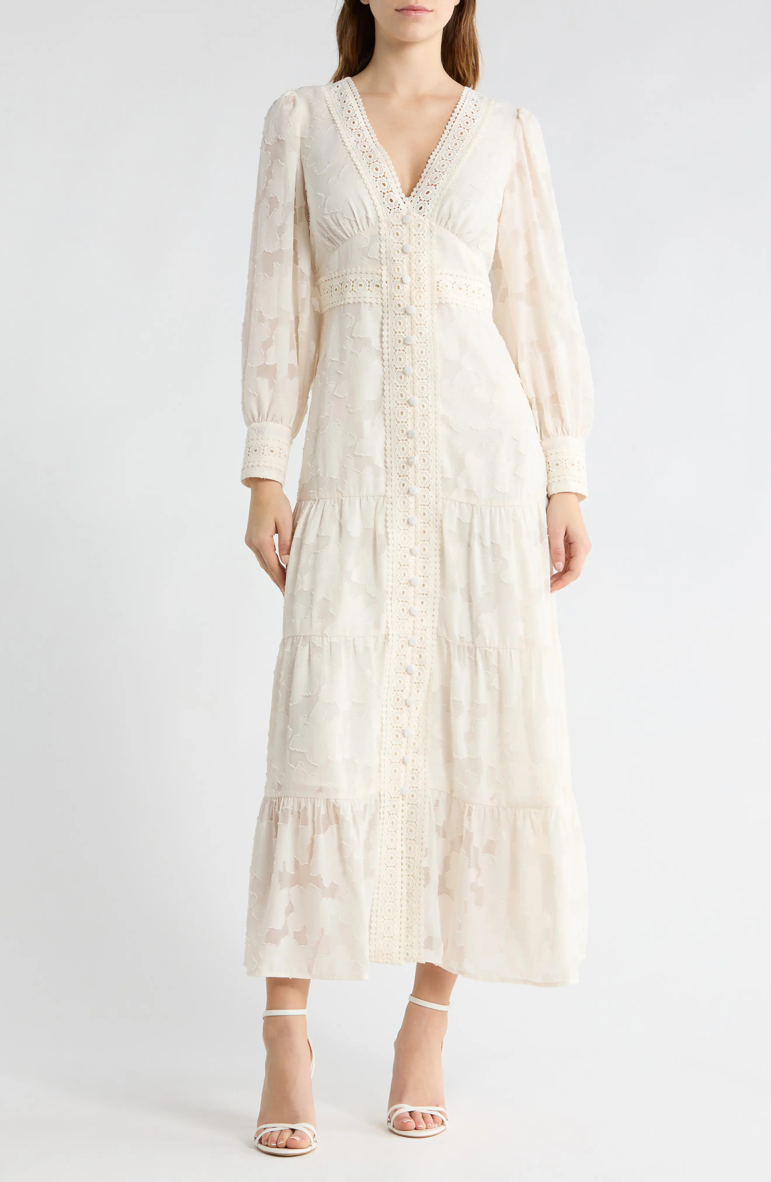 Love By Design Devin Long Sleeve Maxi Dress in Ivory Print at Nordstrom Rack, Size Medium | Nordstrom Rack
