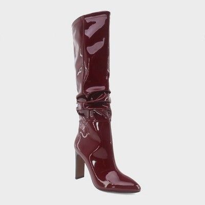 Women's Leigh Patent Slouch Tall Fashion Boots - Who What Wear™ Burgundy | Target
