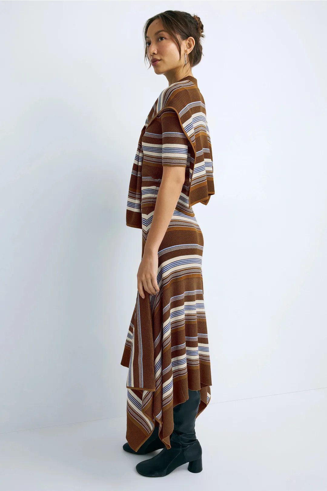 Striped Jacquard Cascade Midi Skirt | Rent the Runway