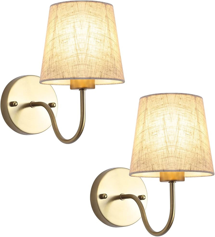 MRHYSWD Set of 2 Gold Wall Lights for Living Room Bedrooms, Modern Wall Sconce Lights Indoor Wall... | Amazon (UK)
