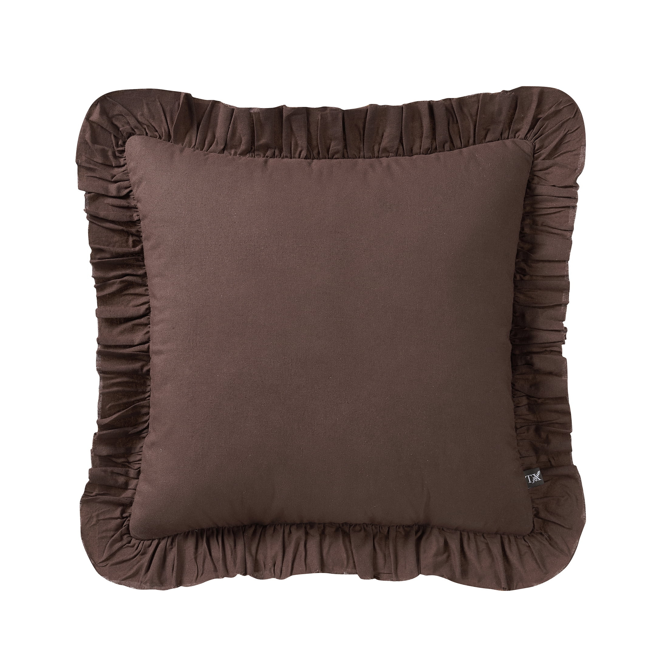 My Texas House 18" x 18" Brown Ruffle Cotton Decorative Pillow | Walmart (US)