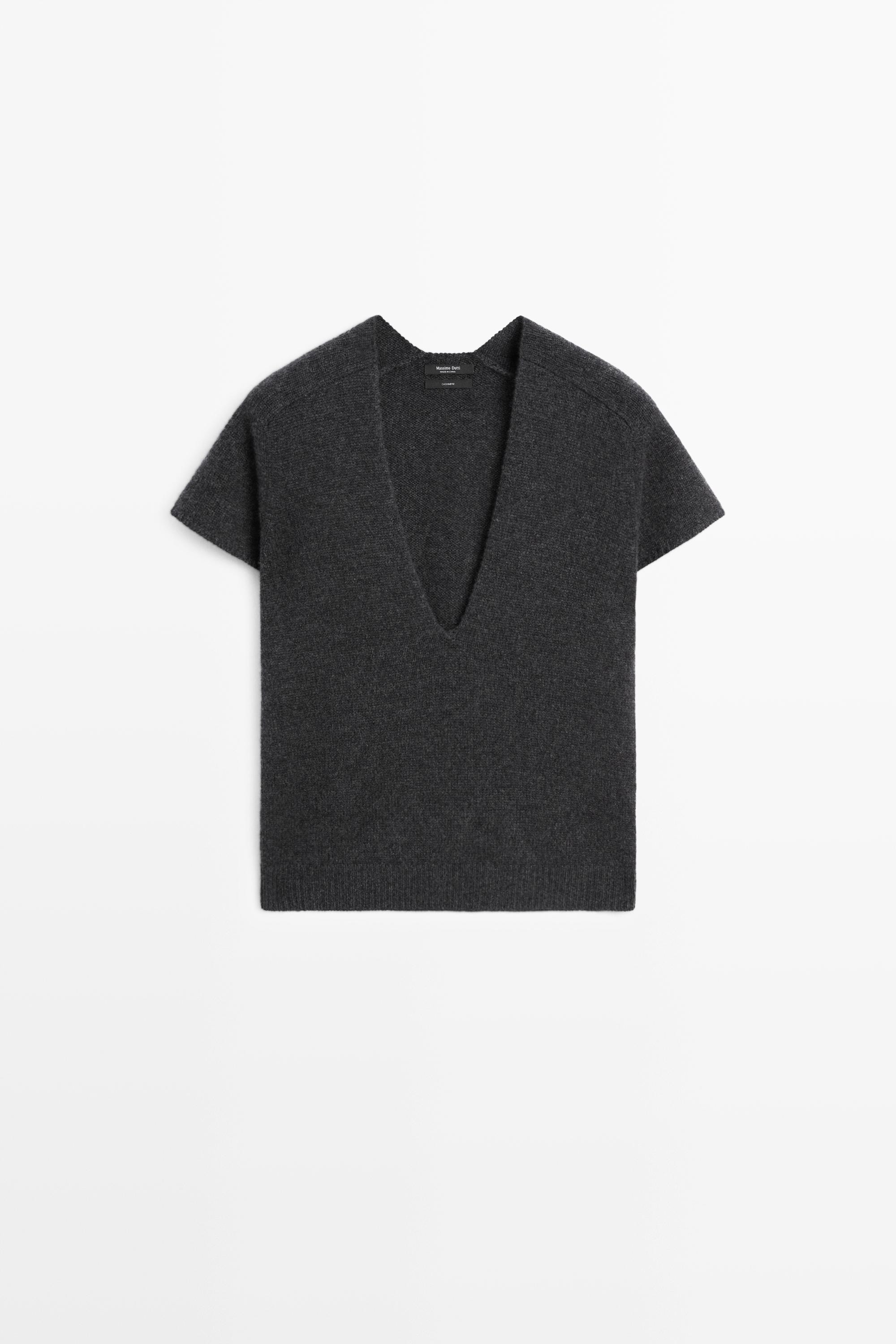 100% cashmere knit short sleeve sweater | Massimo Dutti UK