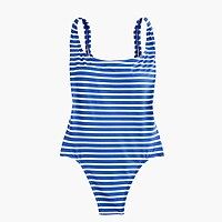 Plunging scoopback one-piece swimsuit in stripe | J.Crew US