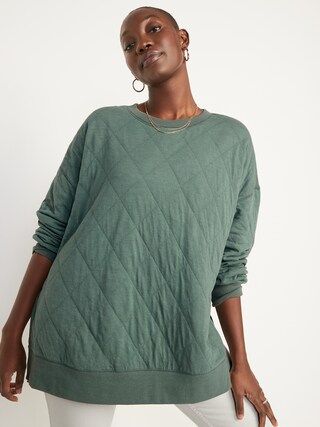 Long-Sleeve Vintage Quilted Tunic Sweatshirt for Women | Old Navy (US)