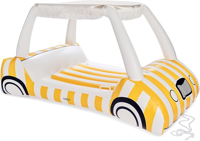 FUNBOY Giant Inflatable Luxury Golf Cart Pool Float, Two Cup Holders, Removable Fringe Shade, Flo... | Amazon (US)