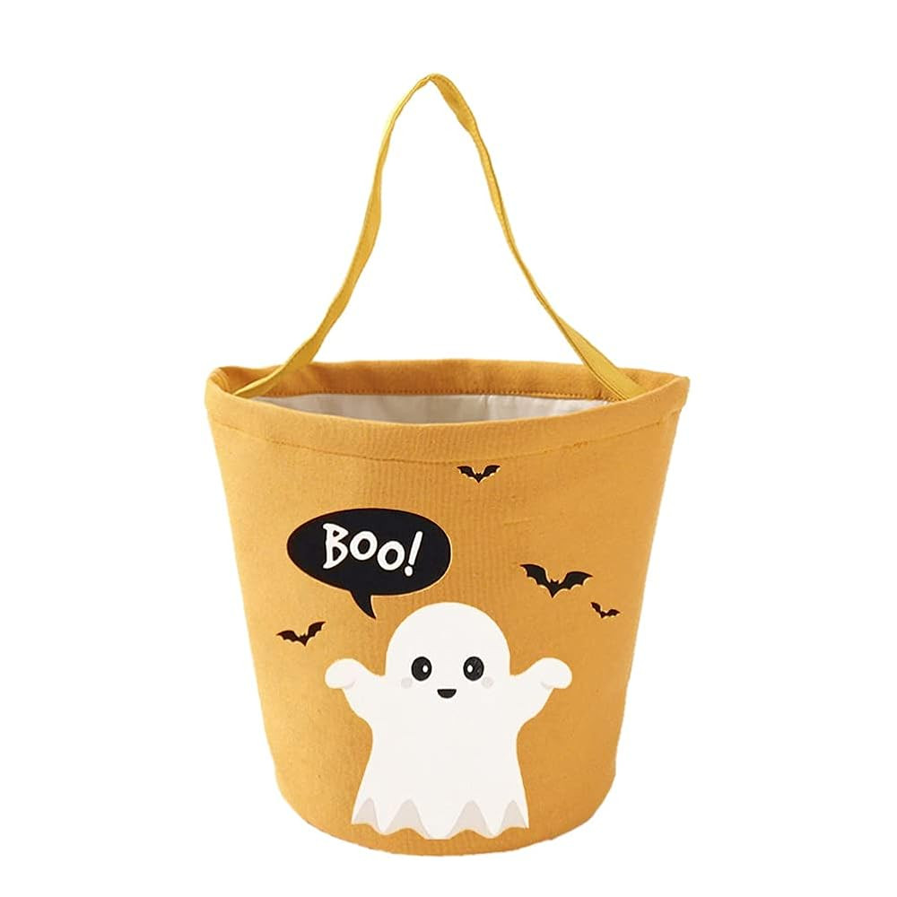 Trick or Treat Bags - Candy Buckets & Tote Bags for Halloween Parties - Orange & Black Ghost Desi... | Amazon (US)