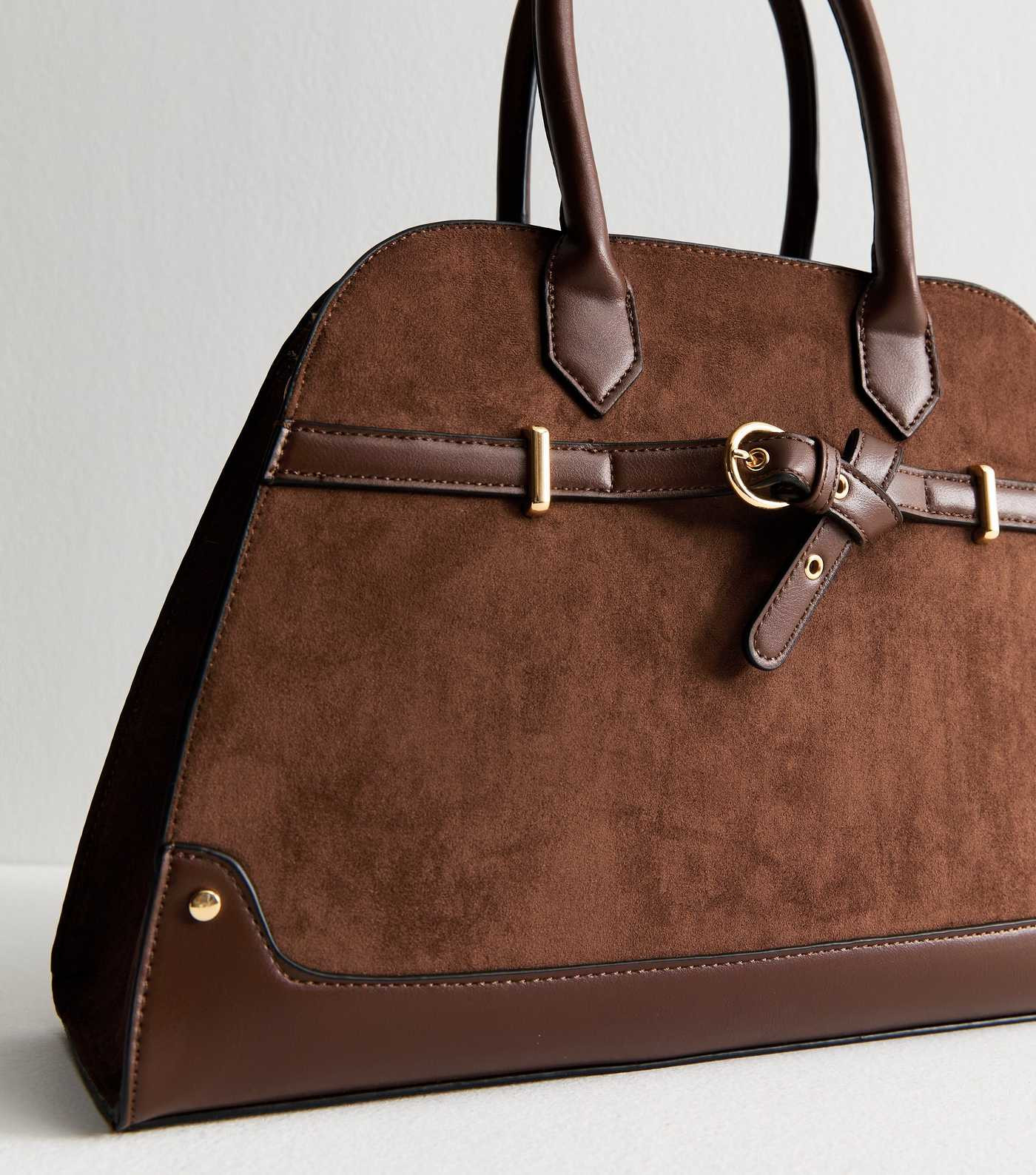 Dark Brown Faux Suede Large Tote Bag | New Look | New Look (UK)