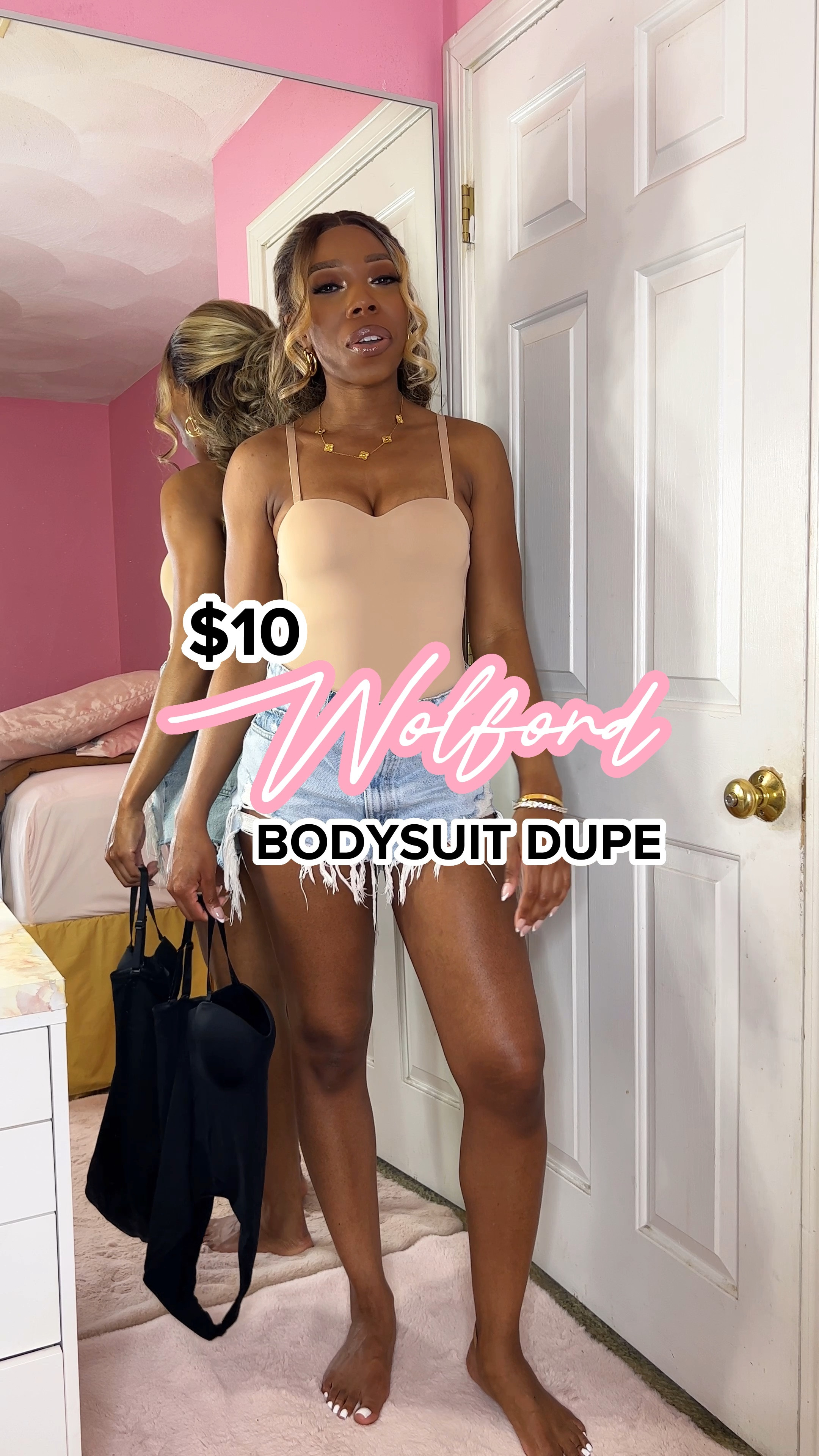   I found a $10 dupe for the Wolford Mat de Luxe Bodysuit at SheIn 🙌🏾😫

It comes in tan and black, and fits true to size. I am wearing it in a medium.

It has a built-in padded bra, and it looks very smooth when it’s on. It’s very comfortable, and I would not say it has a lot of compression. 

This is the perfect basic bodysuit to add to your wardrobe, it will be easy to style with summer outfits ☀️.

#LTKFind #LTKunder50