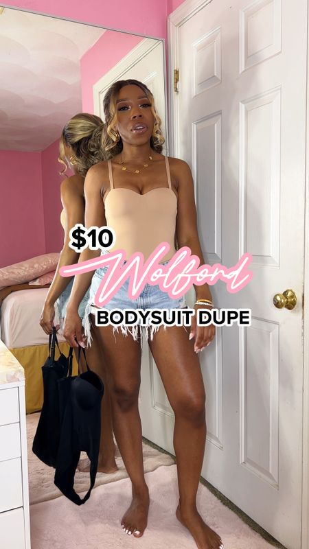   I found a $10 dupe for the Wolford Mat de Luxe Bodysuit at SheIn 🙌🏾😫

It comes in tan and black, and fits true to size. I am wearing it in a medium.

It has a built-in padded bra, and it looks very smooth when it’s on. It’s very comfortable, and I would not say it has a lot of compression. 

This is the perfect basic bodysuit to add to your wardrobe, it will be easy to style with summer outfits ☀️.

#LTKFind #LTKunder50
