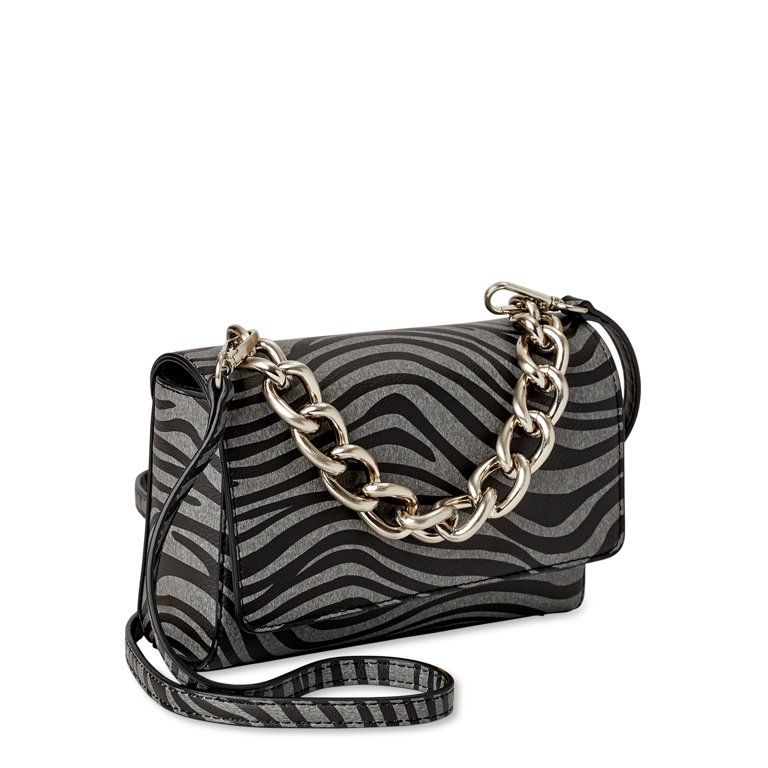 Scoop Women’s Flap Crossbody Handbag Gray Zebra - Walmart.com | Walmart (US)