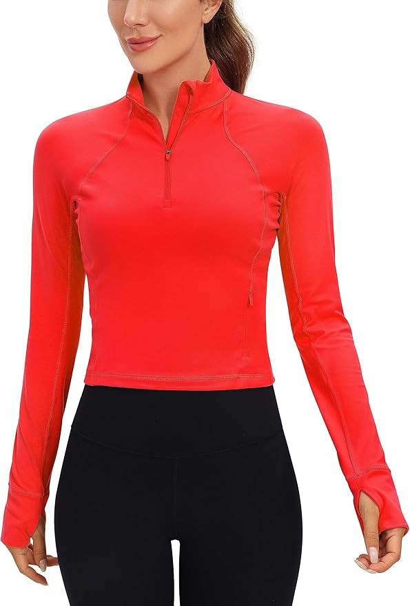 CRZ YOGA Women's Butterluxe Long Sleeve Workout Shirts Half Zip Pullover Sweatshirt Athletic Crop... | Amazon (US)