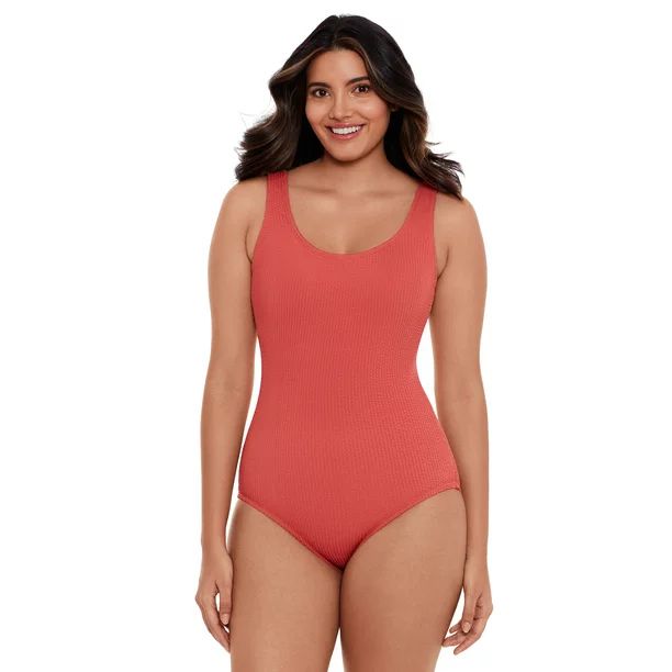 Time and Tru Women's and Women’s Plus Size Solid Crinkle One Piece Swimsuit | Walmart (US)
