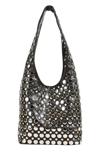 Women's Studded Shoulder Bag Soft PU Leather Y2k 90s Punk Tote Bags Streetwear Underarm Purse Top-handle Hobo Handbag | Amazon (US)