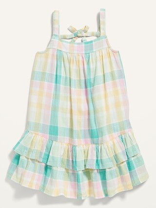 Sleeveless Plaid All-Day Swing Dress for Toddler Girls | Old Navy (US)