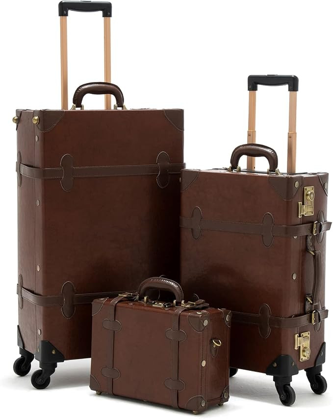 COTRUNKAGE Vintage Luggage Set 3 PiecesCute Carry On Suitcase for Women with Spinner Wheels | Amazon (US)