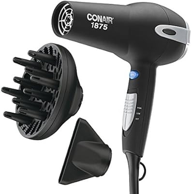 Conair 1875-Watt Ionic Ceramic Hair Dryer with Diffuser and Concentrator, Black | Amazon (US)