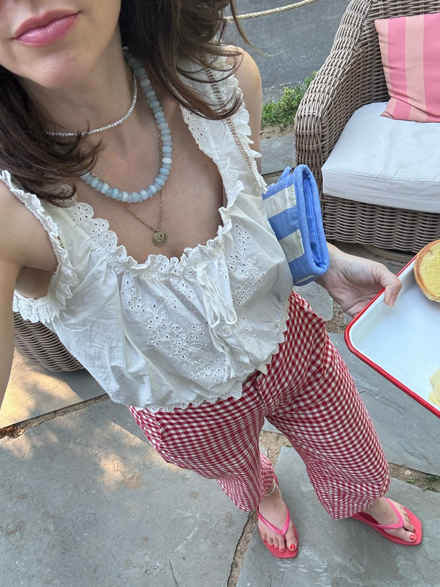 why would i make burgers in my fanciest dainty blouse? who knows!