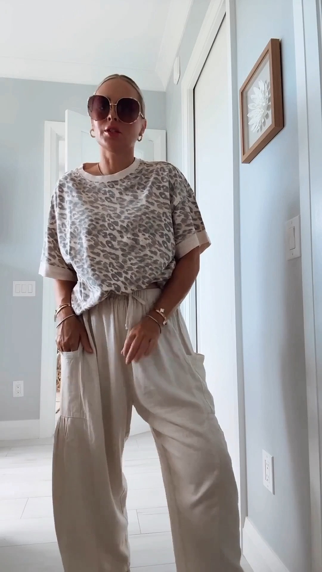 My full look is up to 25% off today! 
The best tees! I have 3 colors and of course the Amazon linen pants are a must grab! Lovely on! 🤍
I’m in smalls/ tees are boyfriend fit! 😉

Casual look. Spring casual. Linen. Resort wear. Vacation. Spring 2026. 

#LTKSeasonal #LTKootd #LTKSaleAlert